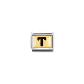 Nomination Composable Classic SCHWARZE BUCHSTABEN Edelstahl und 18K-Gold (20_T)